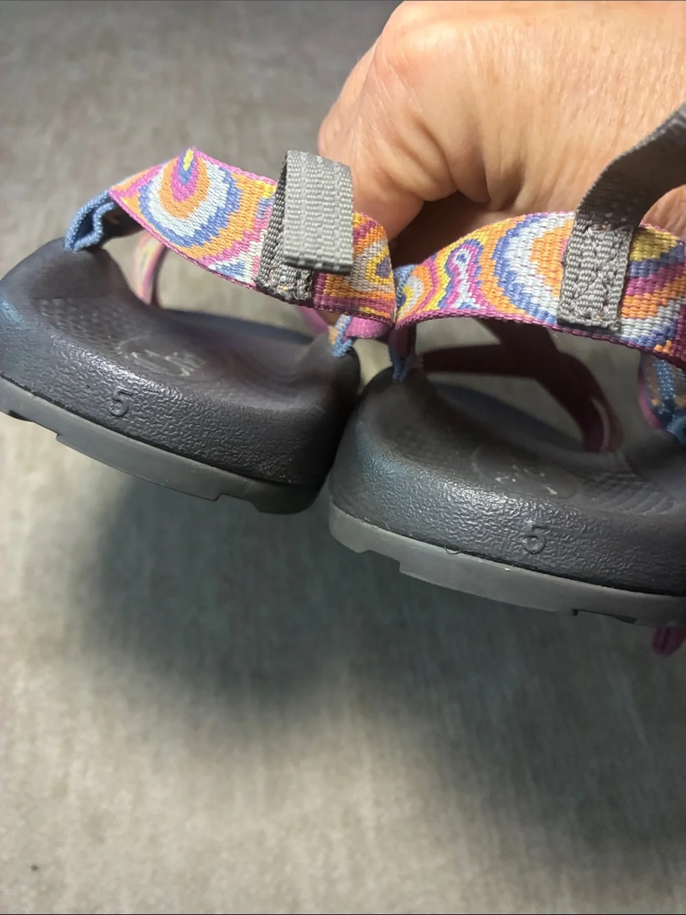 Chaco kids Multicolor Patterned Strap Sandals with Orange Buckles